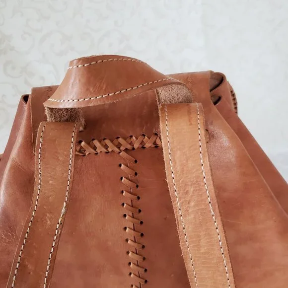 Large Genuine Leather Hand Tooled Backpack.  Handmade. Quality Craftsmanship - Picture 8 of 13